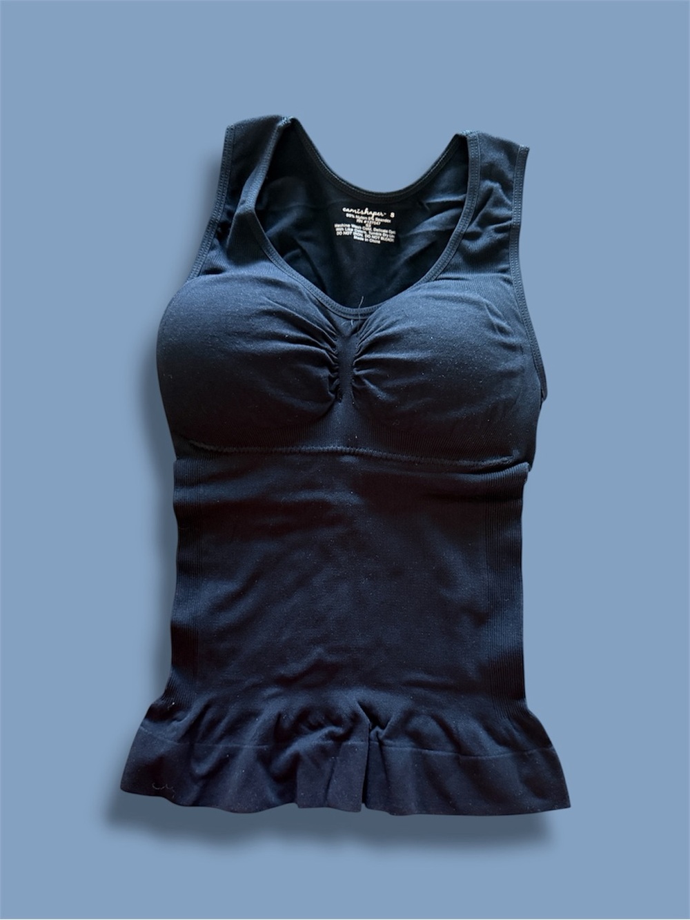 Camishaper Black Ruffle Hem Shaping Tank Top